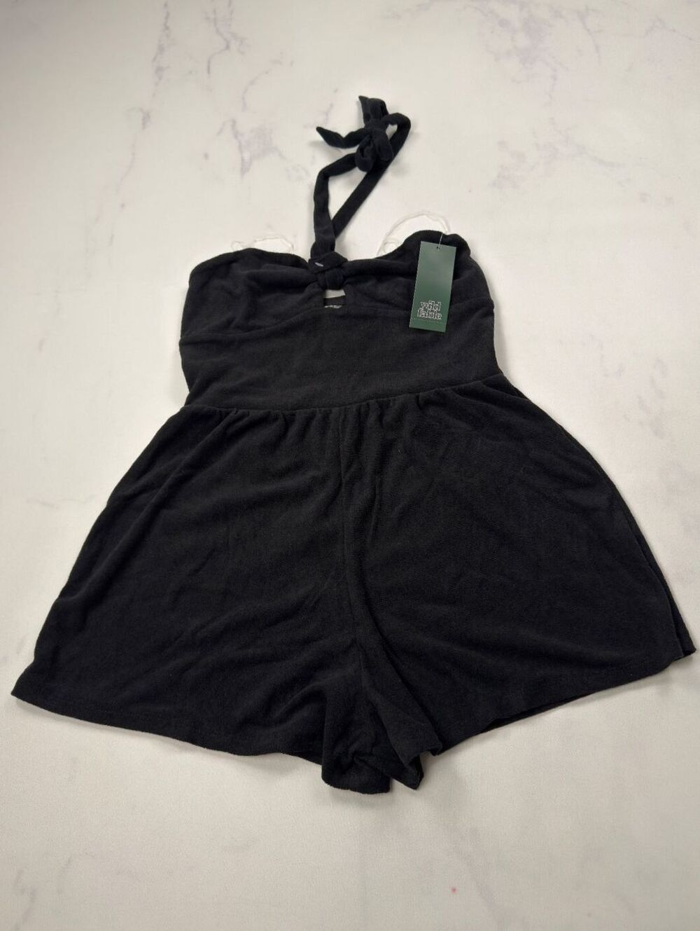 Wild Fable Table Romper Black Halter Wide Leg Summer - Womens S NWT